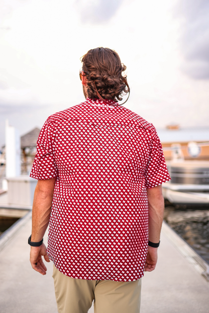 Mens Salt Water Soul TX Pearl Snap Houston Red Fishing Shirt