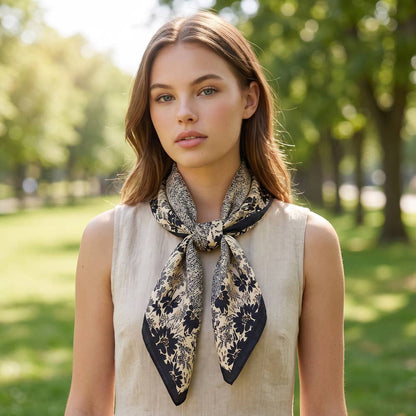 Finch Black Floral Speckled Satin Scarf