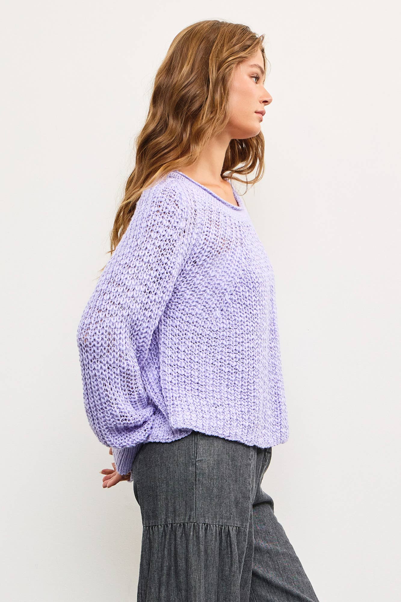 Nova Chunky Raglan Lavendar Sweater