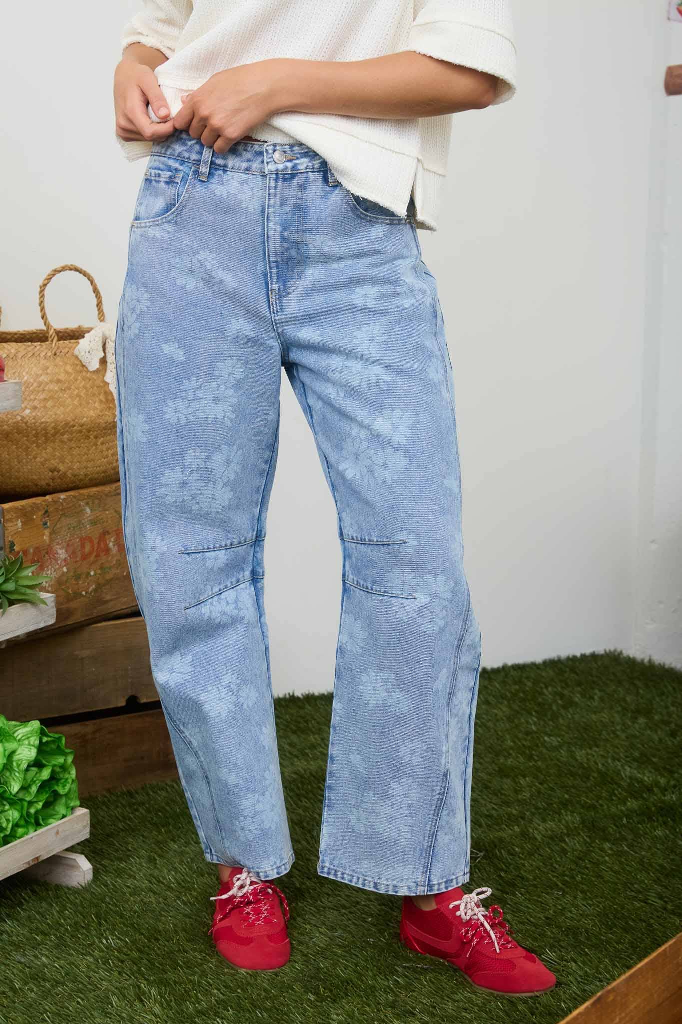 Wildflower Washed Barrel Jeans