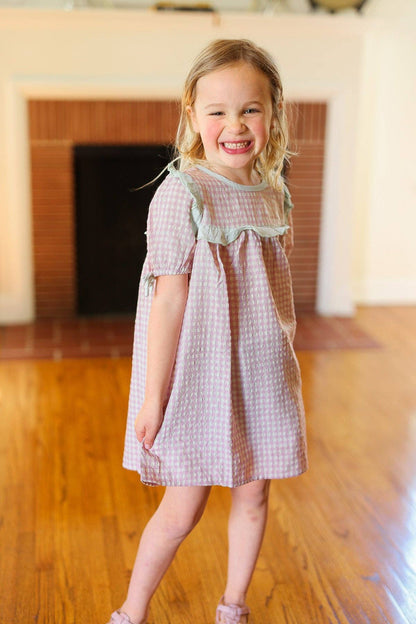 Girls Purple Gingham Dress