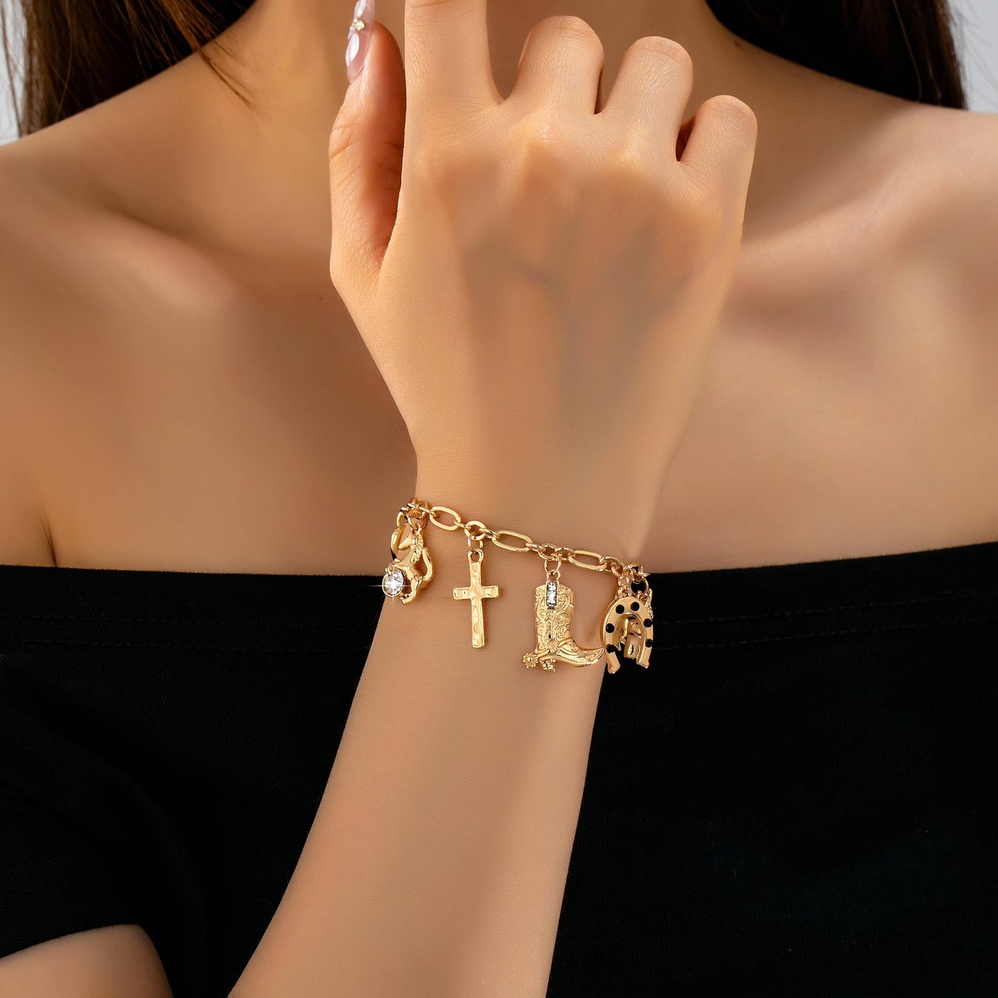 Nevada Western Gold Charm Bracelet