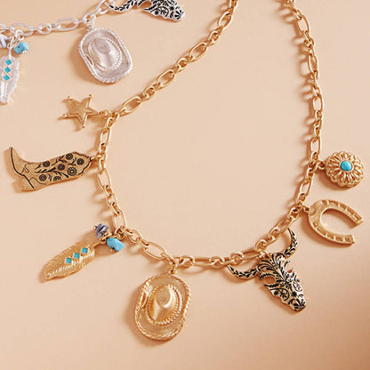 Jubilee Cowboy Hat Gold Charm Necklace