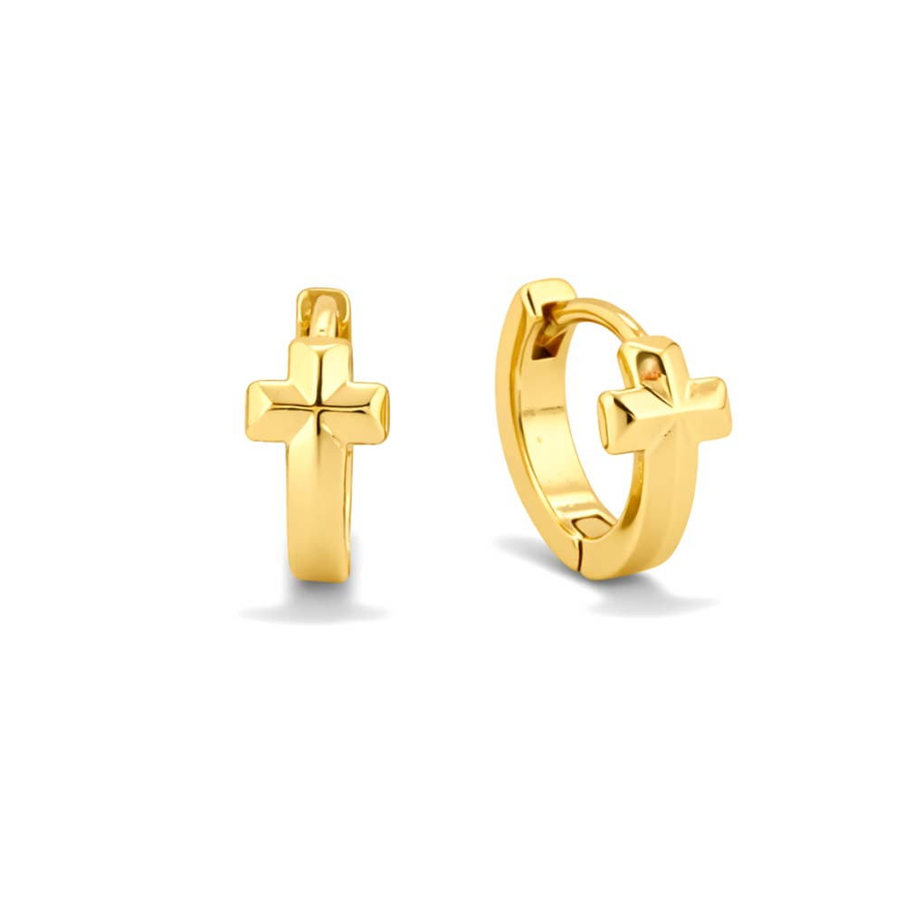 Darla Mini Cross Huggie Hoop Earrings
