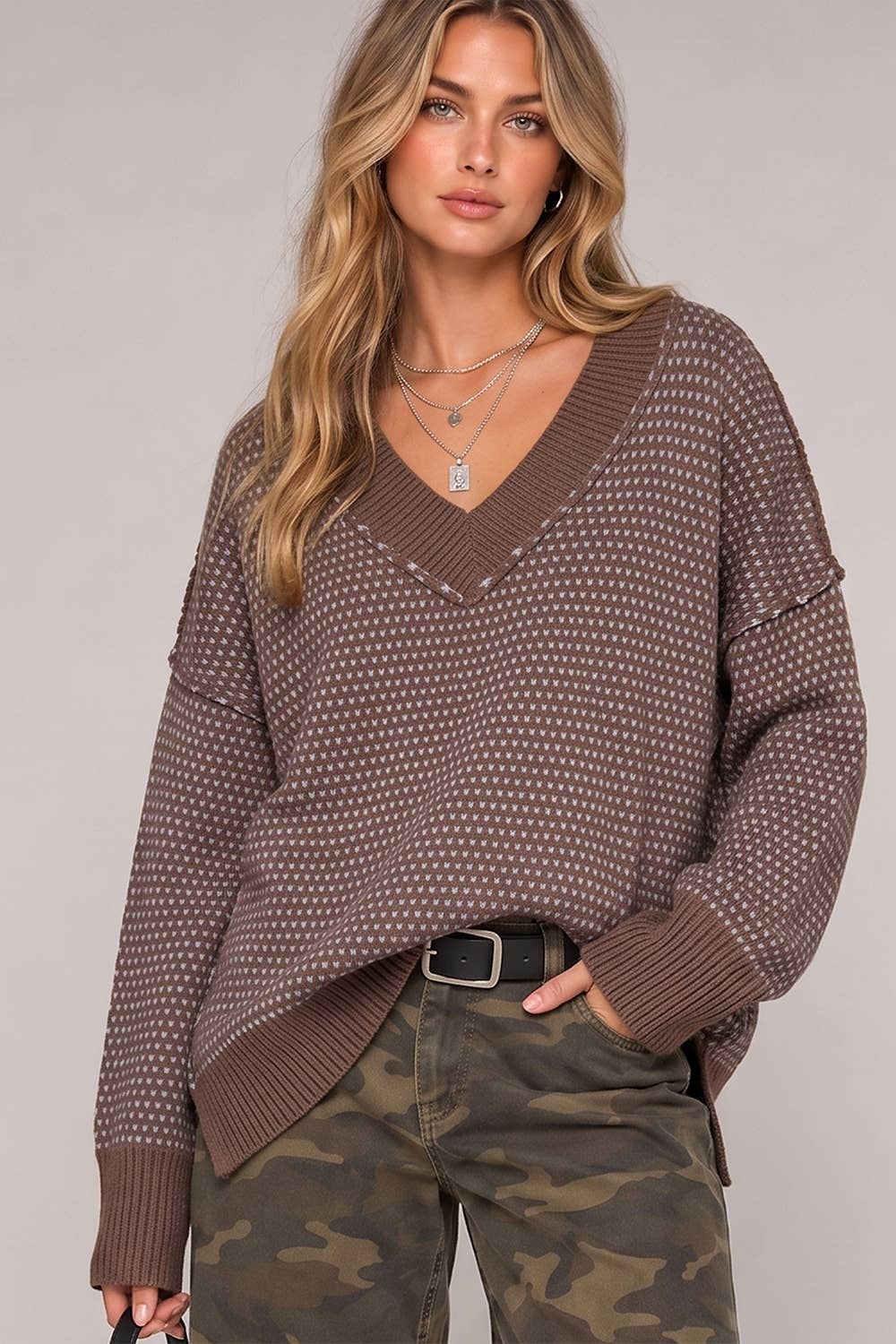Valencia Chenille V neck Dash Sweater