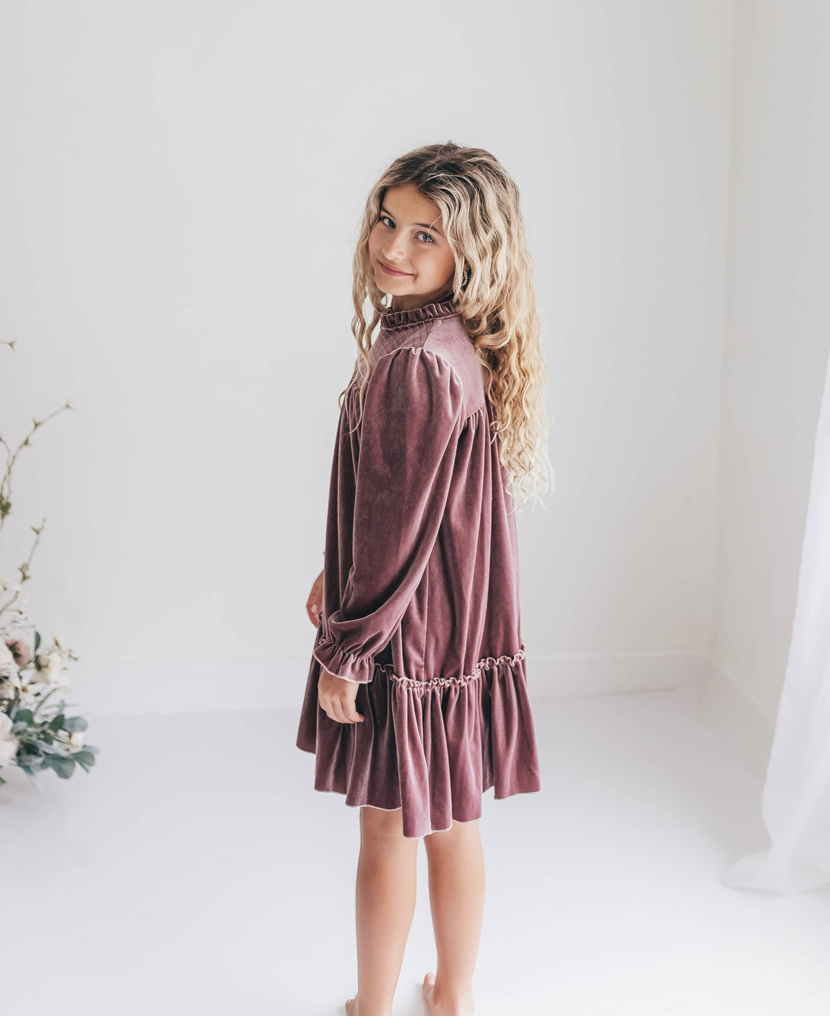 Girls Velvet Rose Dress