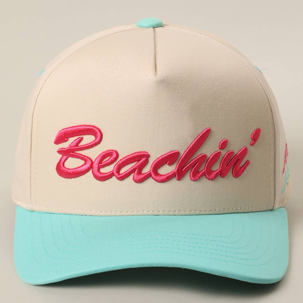 Beachin' Puff Embroidered Seafoam Hat