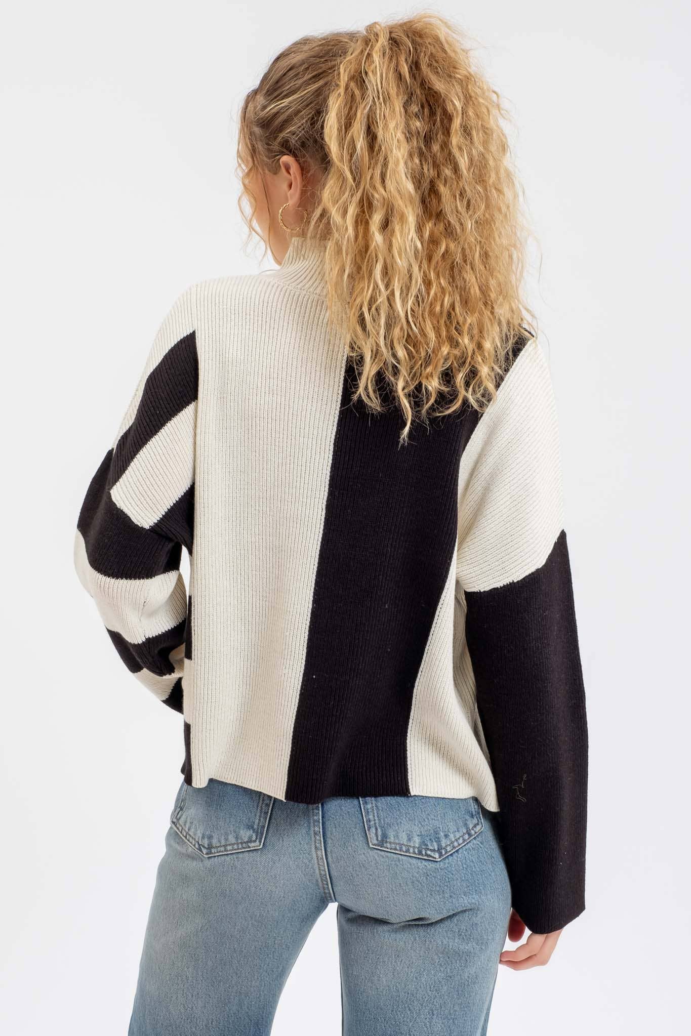 Versailles Colorblock & Stripe Knit Sweater