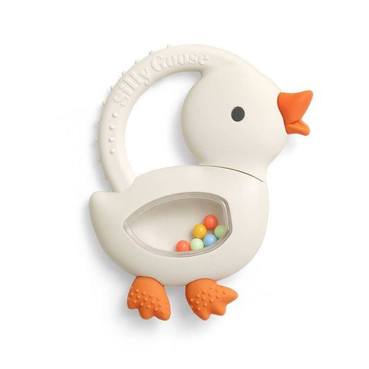 Itzy Ritzy Bitzy Shake™ - Silicone Teether with Rattle: Goose