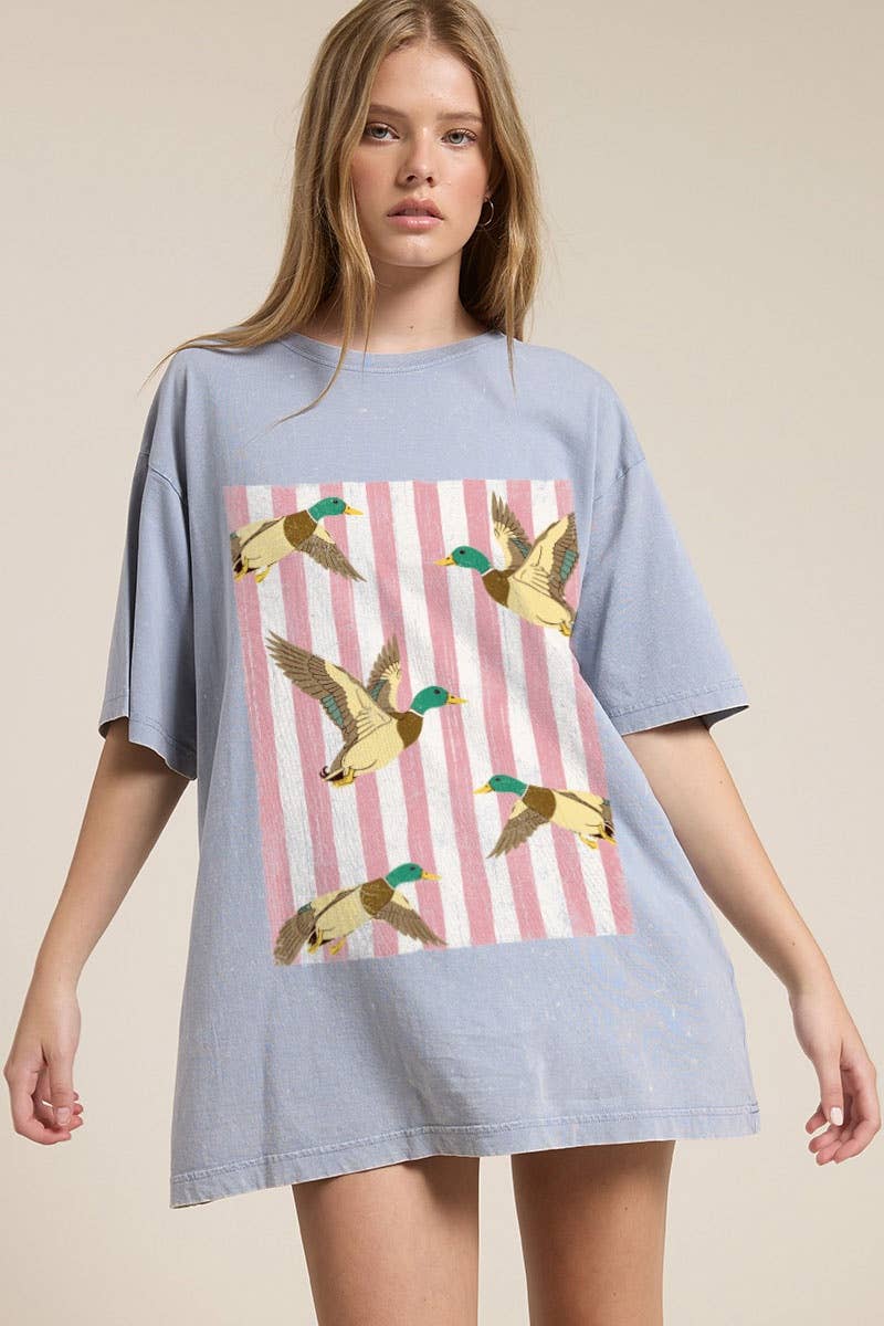Striped Mallard Ducks Mineral Washed Tee
