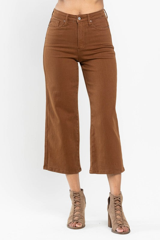 Cinders Judy Blue Camel Crop Wide Leg Jeans