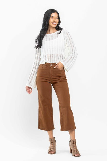 Cinders Judy Blue Camel Crop Wide Leg Jeans