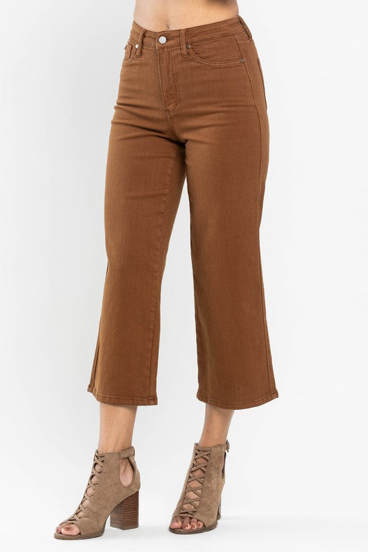 Cinders Judy Blue Camel Crop Wide Leg Jeans