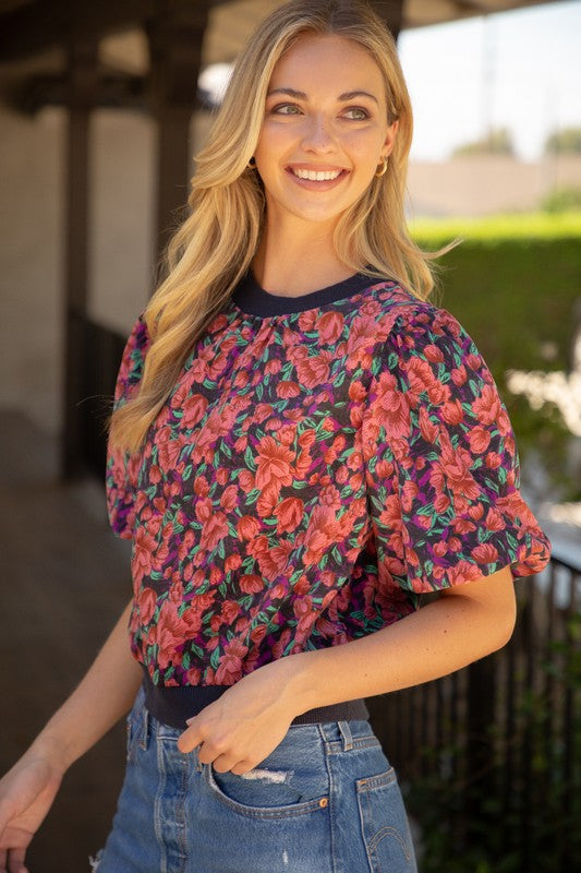 Mayfield Floral Bubble Sleeve Blouse