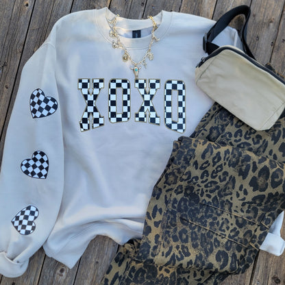 Checkered XOXO Sweatshirt (Size Small)