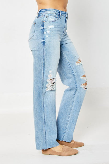 Magic Judy Blue Tummy Control Light 90s Straight Jeans (Plus only)