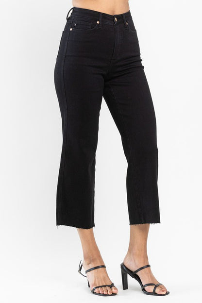 Everwinter Judy Blue Black Crop Wide Leg Jeans