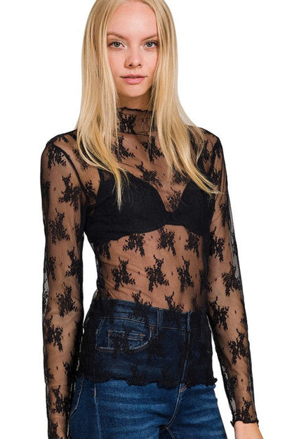 Sun City Zen Lace Long Sleeve Top