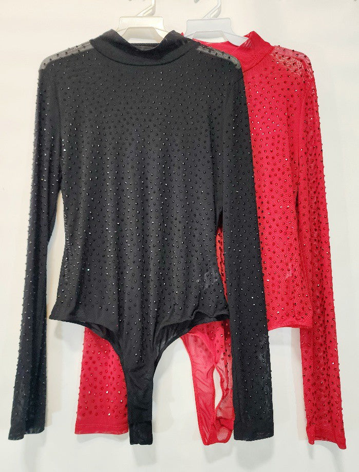 Bristol Rhinestone Black Mesh Bodysuit