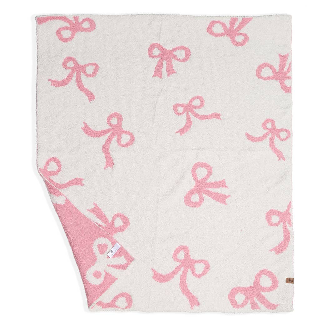 Baby Girls Pink Bow Microfiber Blanket