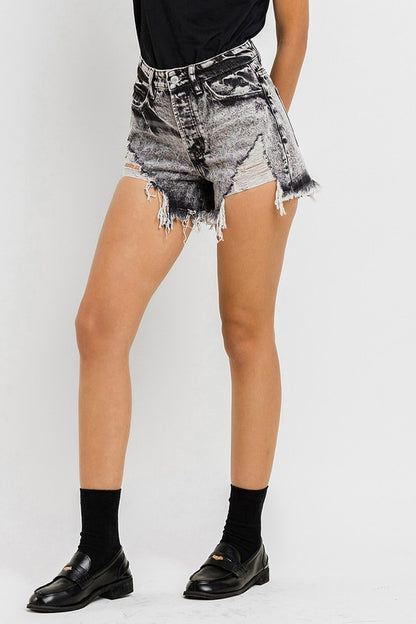 Vervet Sasha Grey Acid Wash Mom Shorts