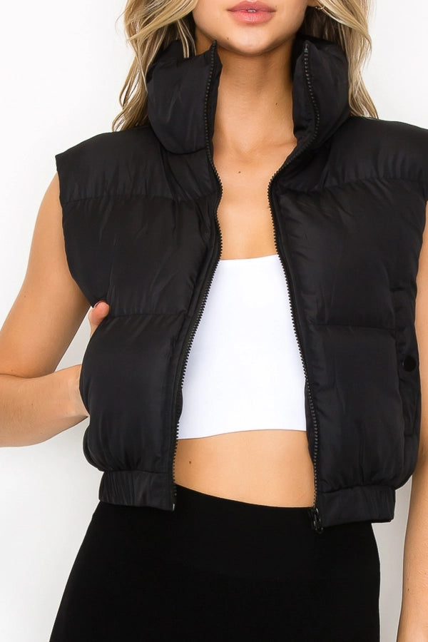 **SALE!** Cropped Puff Vest with Happy Lining