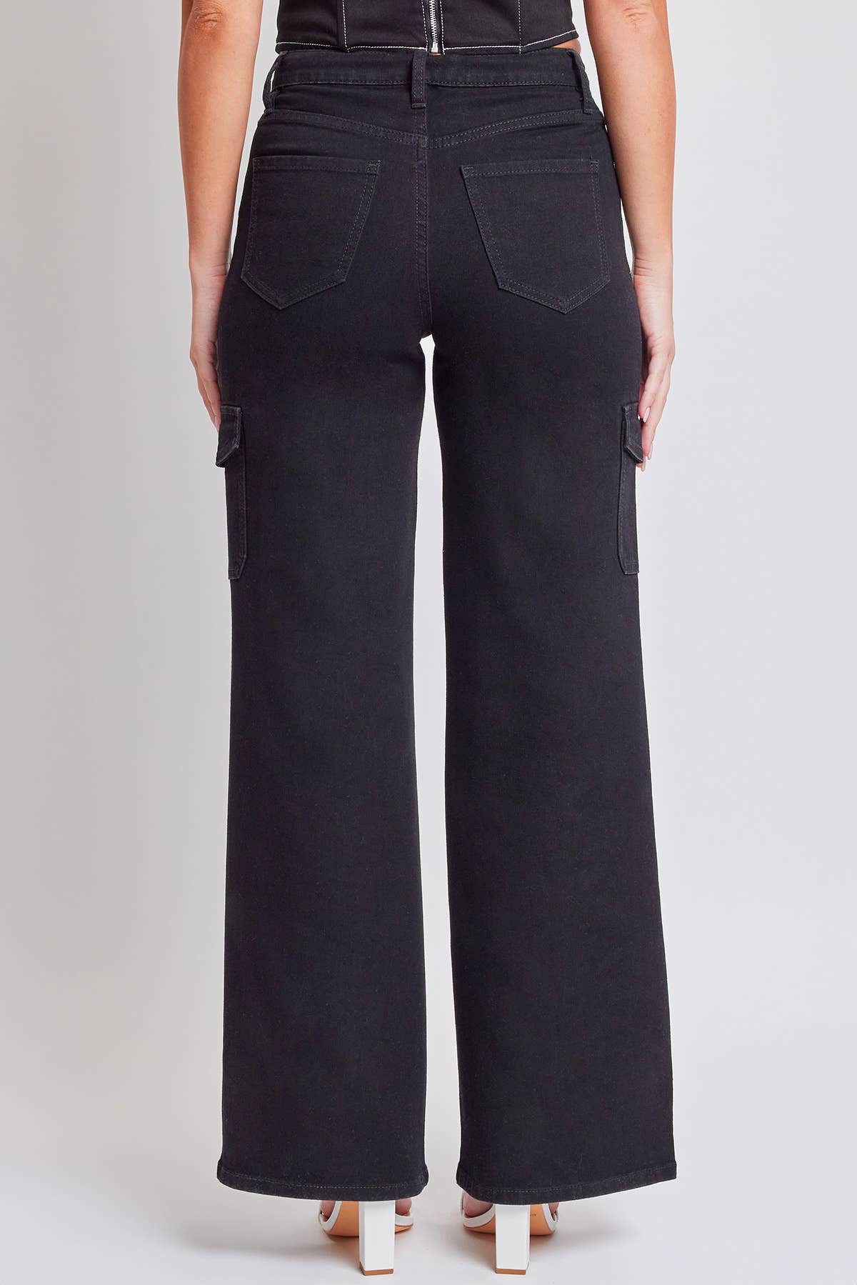 YMI Black Wide Leg Skater Cargo Jeans