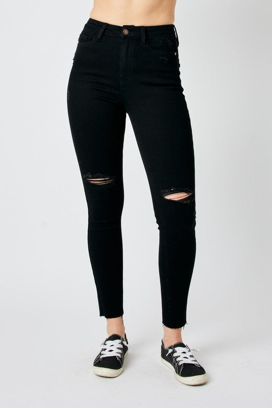 Woodlands Judy Blue Distressed Black Skinny Jean