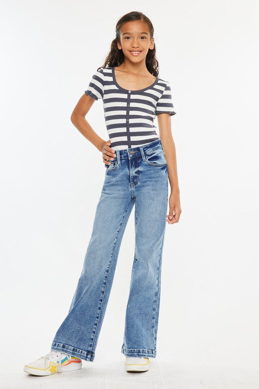 Girls Kancan Glen Wide Leg Flare Jeans