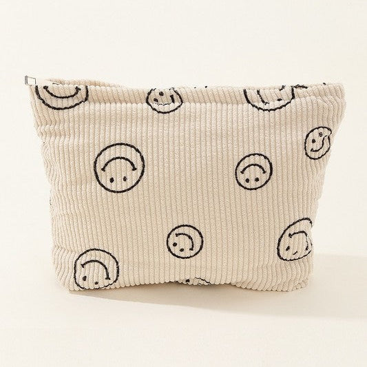 Happy Corduroy Cosmetic Bag