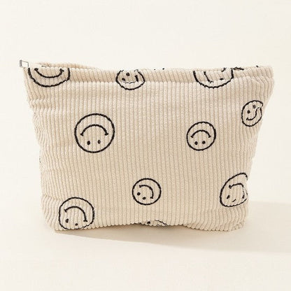 Happy Corduroy Cosmetic Bag