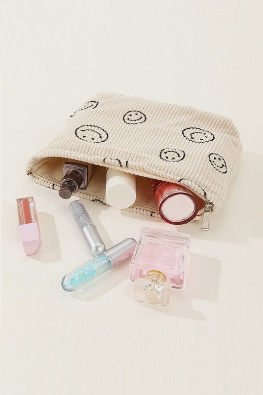 Happy Corduroy Cosmetic Bag