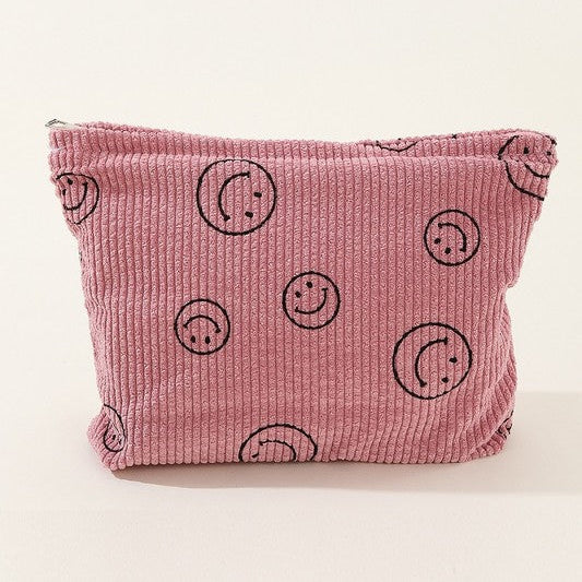 Happy Corduroy Cosmetic Bag