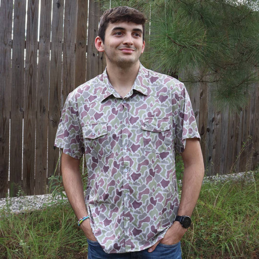 Mens Southern Limit Pearl Snap Muted Duck Camo Shirt