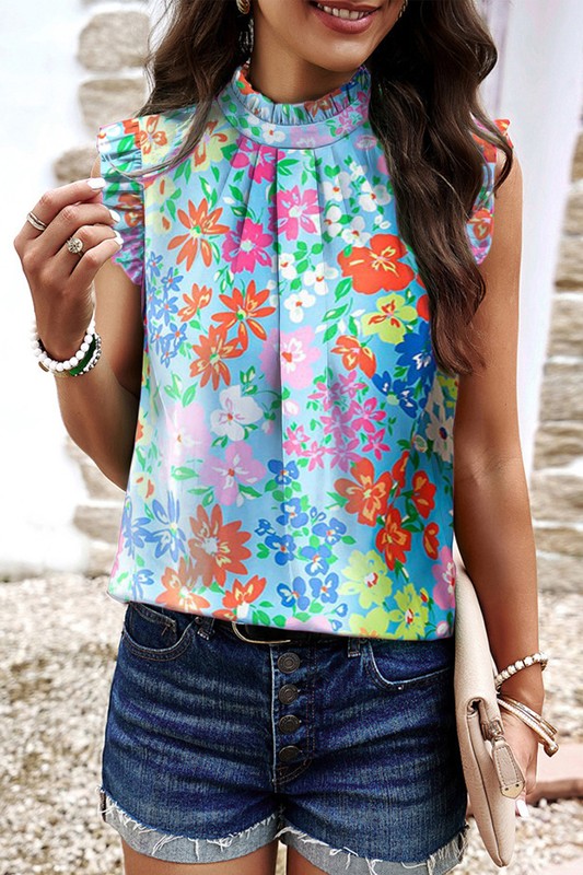 Laurens Floral Ruffle Top