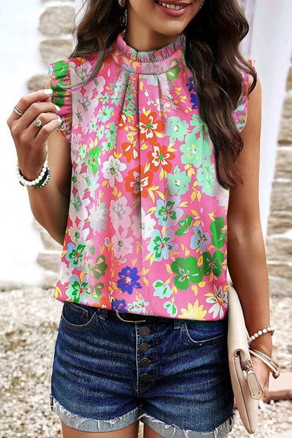 Laurens Floral Ruffle Top