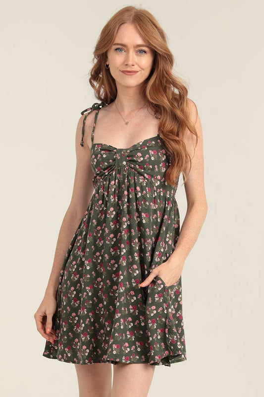 Contessa Floral Spaghetti Strap Mini Dress