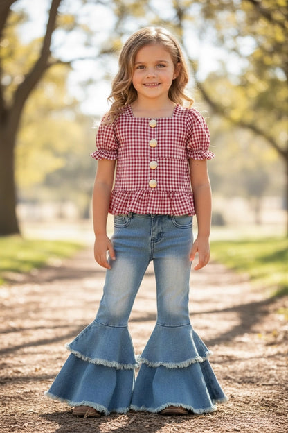 Girls Red Gingham Blouse