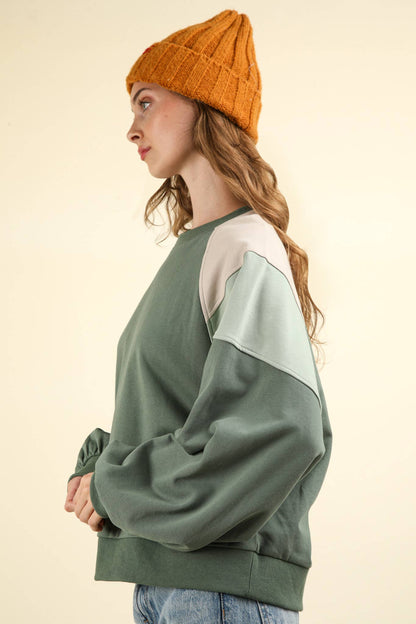 Color Block Raglan Sweatshirt