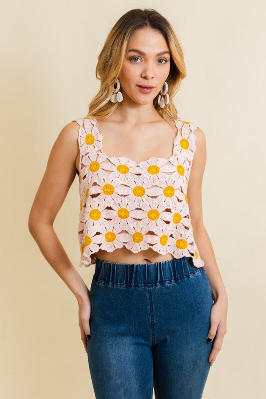 Galena Daisy Crochet Crop Top