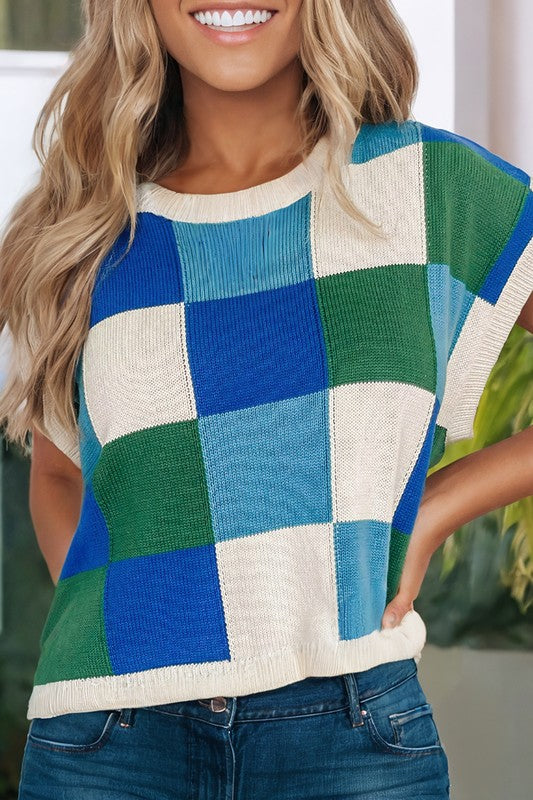 Checkered Knit Top