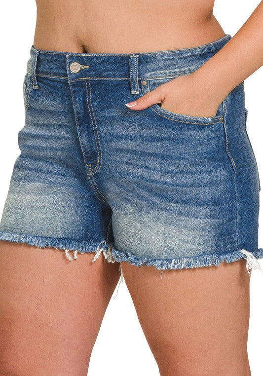 Zenana Kershaw Frayed Shorts