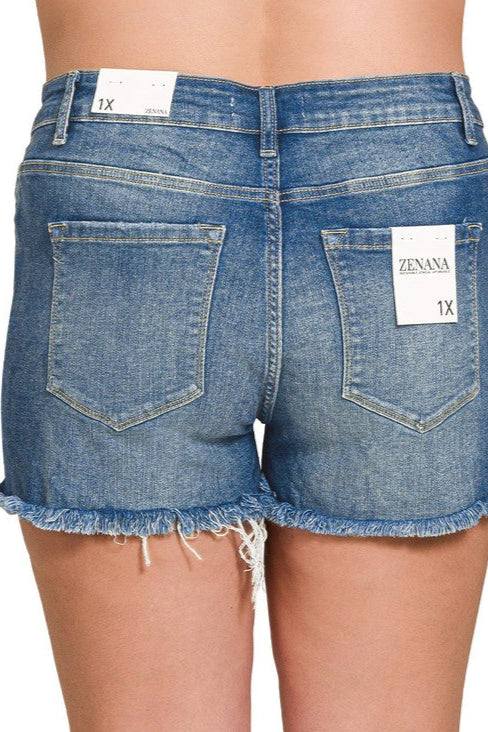 Zenana Kershaw Frayed Shorts