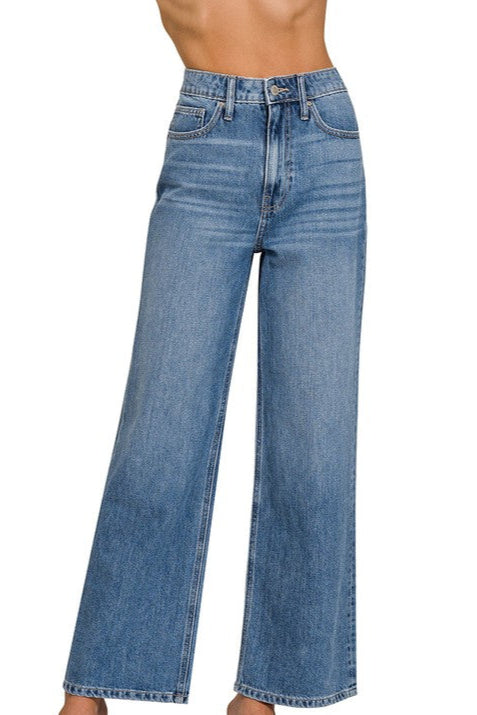 Zenana Ponca MW Wide Leg Jeans