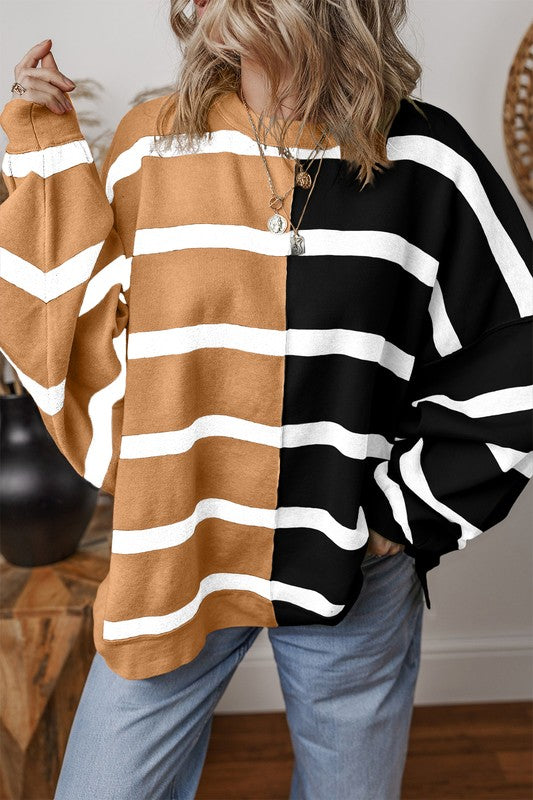 Lampasas Black & Tan Striped Sweater