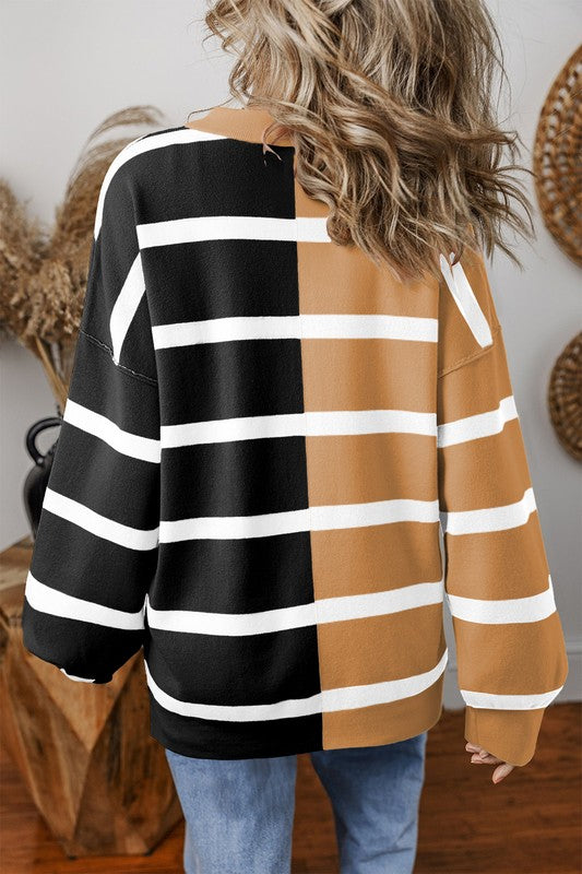 Lampasas Black & Tan Striped Sweater