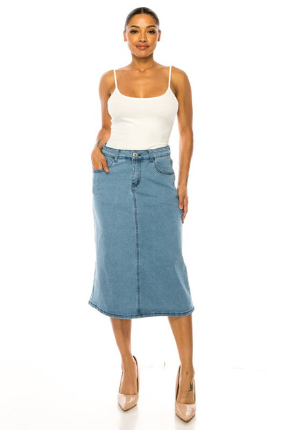 Penny Denim Midi Skirt