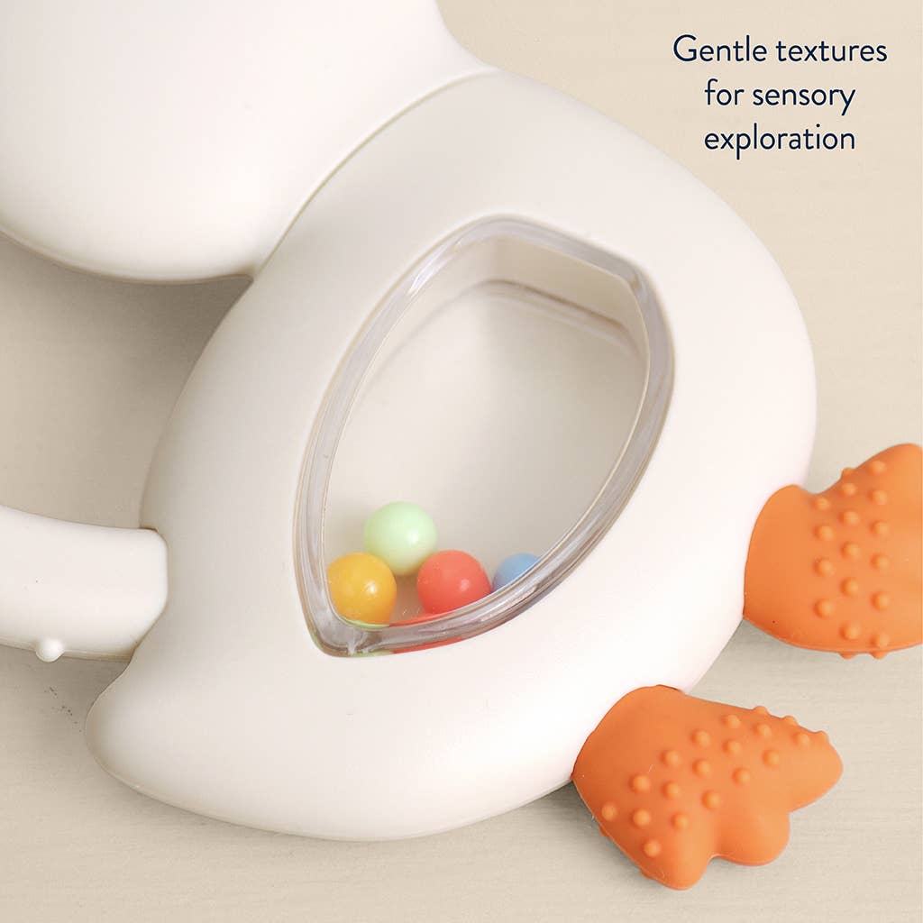Itzy Ritzy Bitzy Shake™ - Silicone Teether with Rattle: Goose