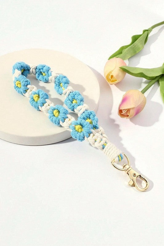 Crochet Flower Keychain Wristlet