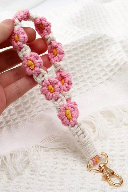 Crochet Flower Keychain Wristlet